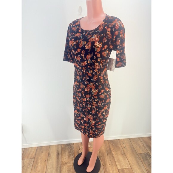 LuLaRoe Julia Dress Large Color Black Stretch Knee Length Comfy Soft - Picture 3 of 16